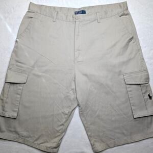 Polo Ralph Lauren Vintage Y2K Mens Khaki Cargo Shorts - 40 Waist Tan 90's Baggy‎